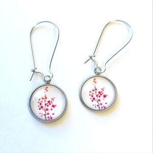 Cherry Blossom Round Latch Back Drop Earrings